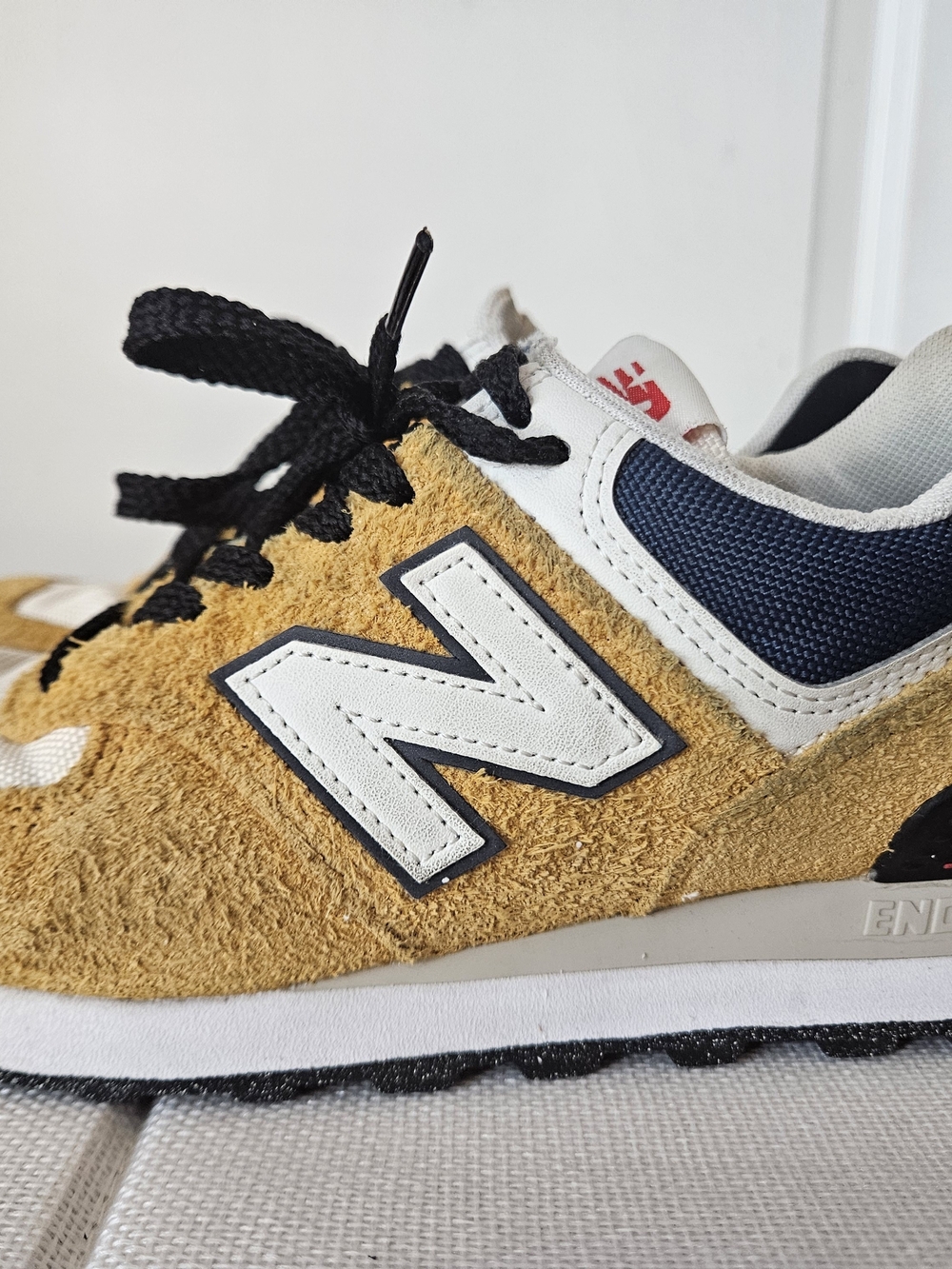 New Balance 574 Yellow Grey Suede Sneakers U574CY2 Men 5.5 Women 7 Kids 5.5Y